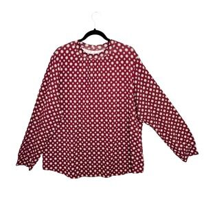 Lands End Women 2X Burgundy Red Medallion Long Sleeve Knit Top Modal Stretch Mod